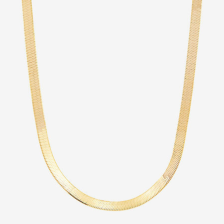 Made in Italy Womens 14K Gold Over Silver 18 Inch Herringbone Chain Necklace, One Size, Yellow