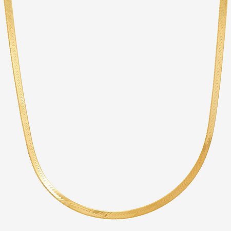 Made in Italy Womens 14K Gold Over Silver 18 Inch Herringbone Chain Necklace, One Size, Yellow