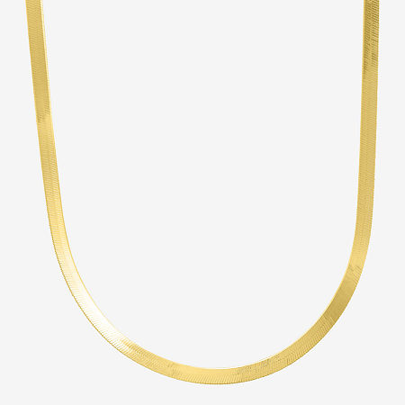 Made in Italy Womens 14K Gold Over Silver 22 Inch Herringbone Chain Necklace, One Size, Yellow