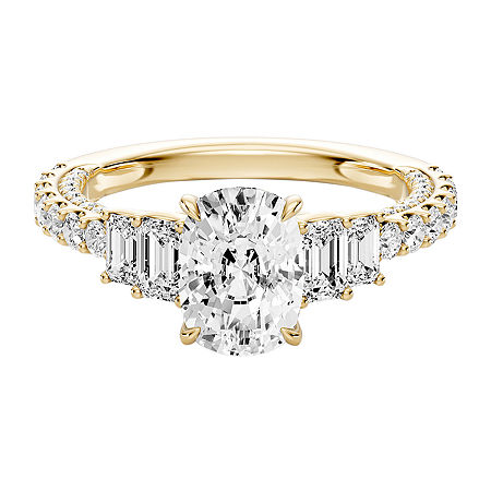 Enchanted Disney Fine Jewelry Ariel (F / Si1) Womens 3 3/8 Ct. T.W. Lab Grown White Diamond 10K Gold Ariel Princess The Little Mermaid Side Stone Enga