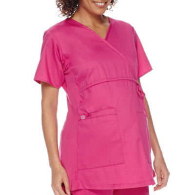 Wink® Wonderwork Maternity Mock Wrap Womens V Neck Short Sleeve Tag Free Scrub Top