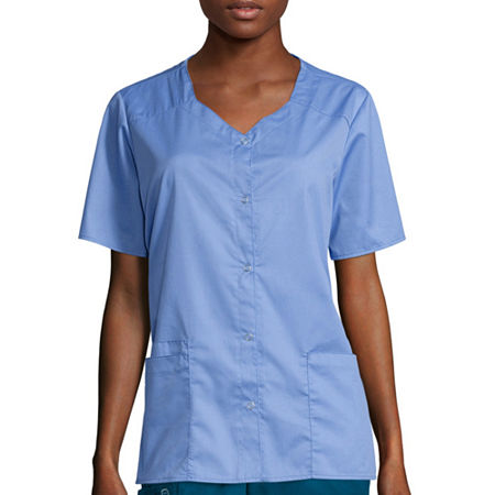 Wink Wonderwork 200 Snap Front Womens Plus Tag Free Scrub Jacket, 3x-large, Blue