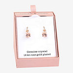 Sparkle Allure Crystal 18K Rose Gold Over Brass Round Drop Earrings