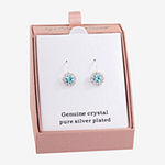 Sparkle Allure Crystal Pure Silver Over Brass Round Drop Earrings