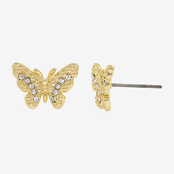 Butterfly + Crystal Stud Earrings