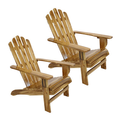 Set of 2 Rustic Wooden Adirondack Chairs