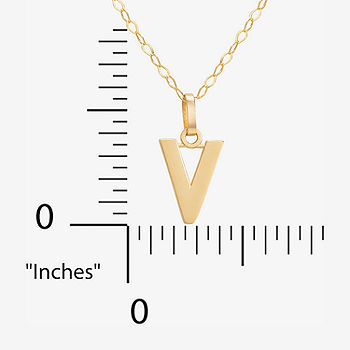 Letter V Girls 14K Gold Pendant Necklace