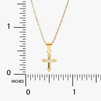 Girls 14K Gold Cross Pendant Necklace