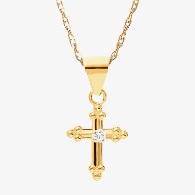 Girls 14K Gold Cross Pendant Necklace