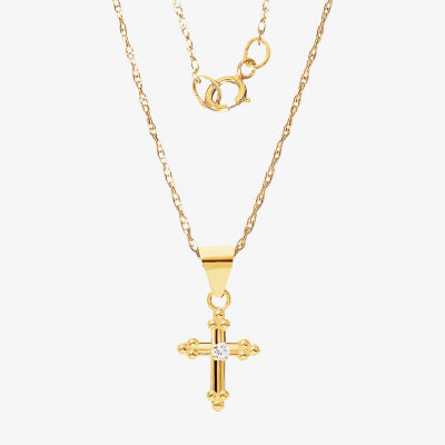 Girls 14K Gold Cross Pendant Necklace