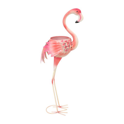 Net Health Shops Flamingo Metal Planter Statue Yard Art