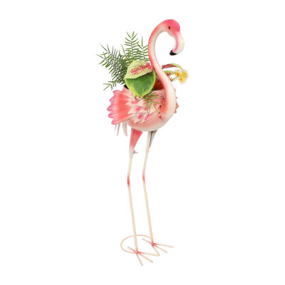 Net Health Shops Flamingo Metal Planter Statue Yard Art