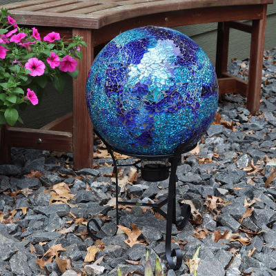 Net Health Shops Ocean Swirl Gazing Globe - 10 Inch Glass Yard Art