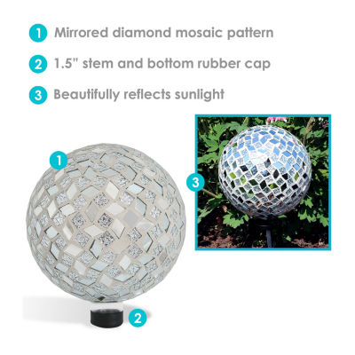 Net Health Shops Diamond Mosaic Gazing Ball - 10 Inch 2pc. Glass Yard Art