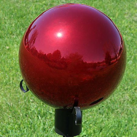 Net Health Shops Gazing Globe Ball With Mirrored Finish 2-pc. Glass Yard Art, One Size, Red