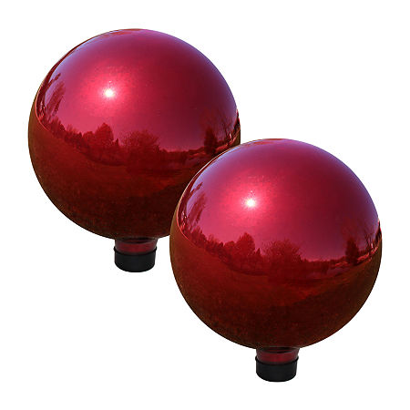 Net Health Shops Gazing Globe Ball With Mirrored Finish 2-pc. Glass Yard Art, One Size, Red