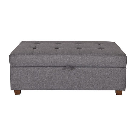 Aubin Upholstered Ottoman, One Size, Gray