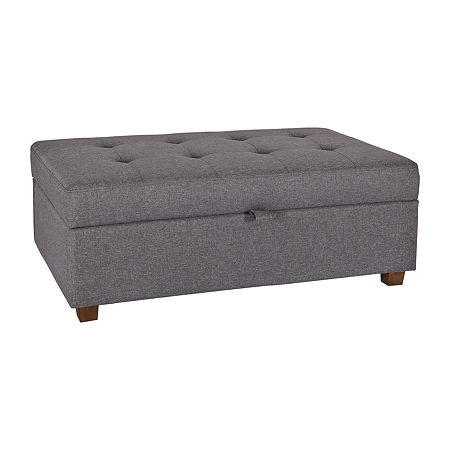 Aubin Upholstered Ottoman, One Size, Gray