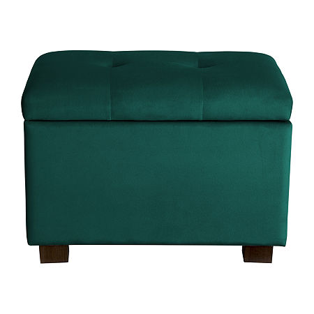 Asha Upholstered Ottoman, One Size, Green