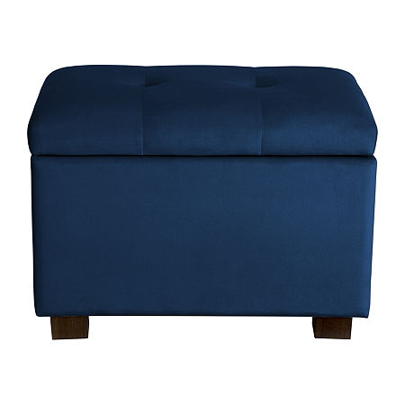 Asha Upholstered Ottoman, One Size, Blue