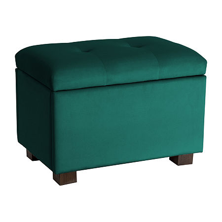 Asha Upholstered Ottoman, One Size, Green