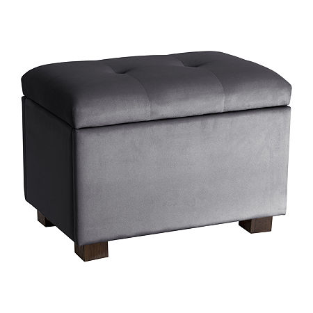 Asha Upholstered Ottoman, One Size, Gray