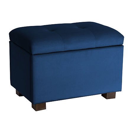 Asha Upholstered Ottoman, One Size, Blue