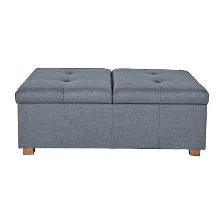 Yves Upholstered Ottoman, One Size, Gray