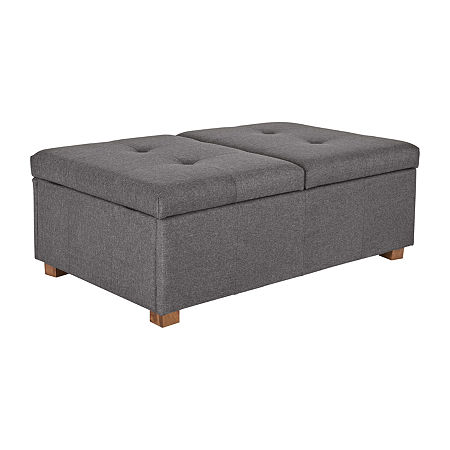 Yves Upholstered Ottoman, One Size, Brown