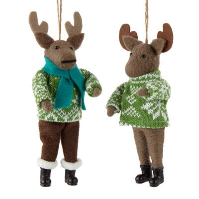 North Pole Trading Co. Felt Moose 2-pc. Christmas Ornament
