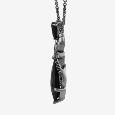 Enchanted Disney Fine Jewelry Villains Womens 1/6 CT. T.W. Natural Black Diamond Sterling Silver Pendant Necklaces