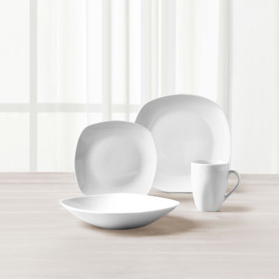 Tabletops Unlimited® Quinto White Porcelain Square 16-pc. Dinnerware Set