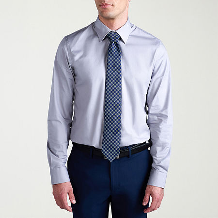Haggar Mens Slim Fit Easy Care Long Sleeve Dress Shirt, 15-15.5 32-33, Gray