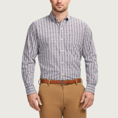 IZOD Performance Comfort Mens Long Sleeve Cuffed Classic Fit Stretch Fabric Button-Down Shirt