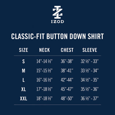 IZOD Performance Comfort Mens Long Sleeve Cuffed Classic Fit Stretch Fabric Button-Down Shirt