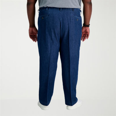 Haggar Stretch Denim Mens Classic Fit Big and Tall Flat Front Pant