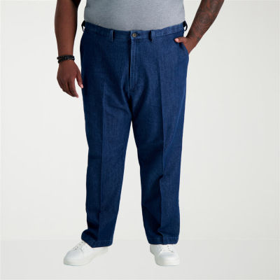 Haggar Stretch Denim Mens Classic Fit Big and Tall Flat Front Pant