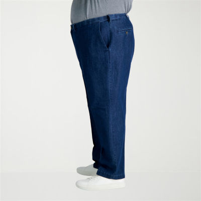 Haggar Stretch Denim Mens Classic Fit Big and Tall Flat Front Pant