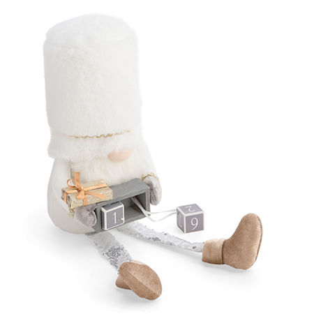North Pole Trading Co . Large Sitting Advent Christmas Gnome In White