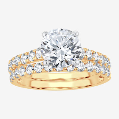 (H-I / SI1-SI2) Signature By Modern Bride Womens 2 1/2 CT. TW. Lab Grown White Diamond in 14K Gold Round Bridal Set