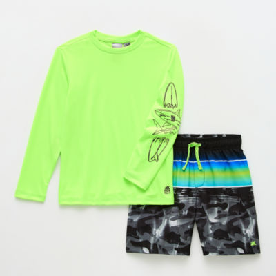 ZeroXposur Big Kid Boys Uv Protection Camouflage 2-pc. Rash Guard Set