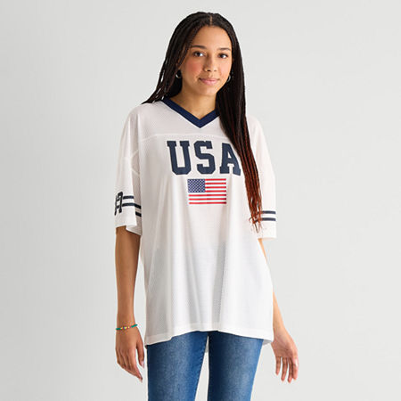Forever 21 Womens Juniors Short Sleeve Jersey, Small, White