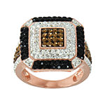 14K Rose Gold Over Silver Crystal Square Ring