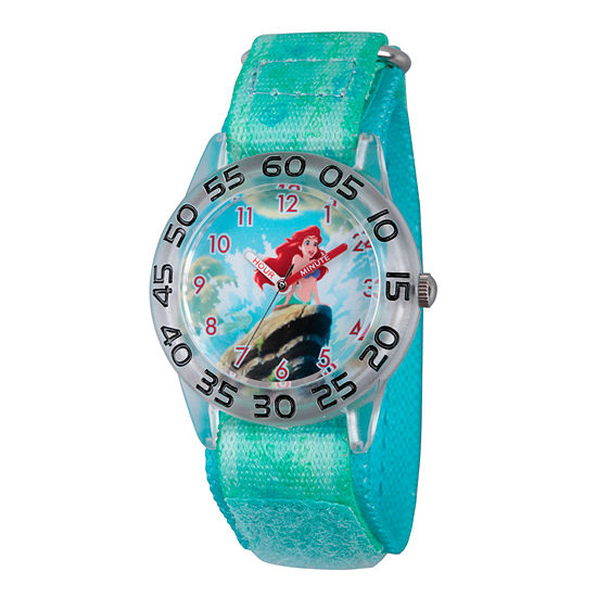 Disney Girls Green and Silver Tone Ariel The Little Mermaid Time Teacher Strap Watch W002910