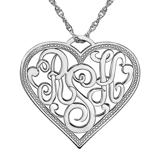 Personalized Script Monogram Initials Heart Pendant Necklace