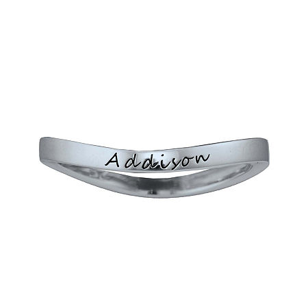 Personalized Curved Stackable Ring, 6, White