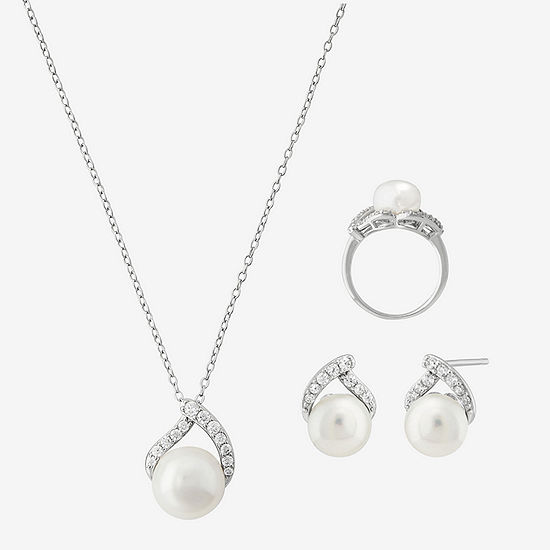 White Cultured Freshwater Pearl Sterling Silver 3-pc. Jewelry Set