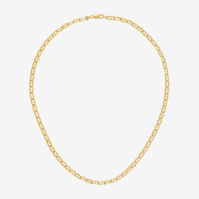 14K Gold Inch Solid Mariner Chain Necklace