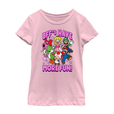 Little & Big Girls Crew Neck Short Sleeve Super Mario Graphic T-Shirt