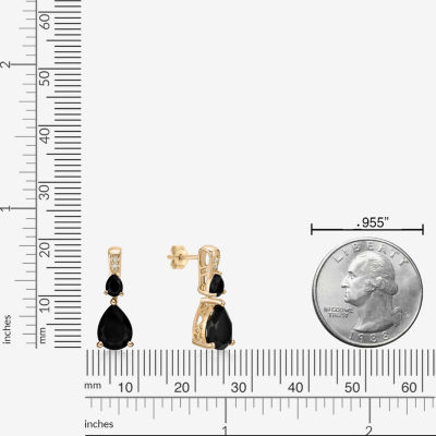 Genuine Black Onyx 10K Gold Pear Drop Earrings